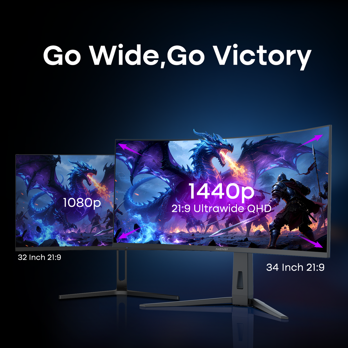 AMZG34C8 Pro, 34" Ultrawide Curved Gaming Monitor QHD 3440x1440p 240Hz