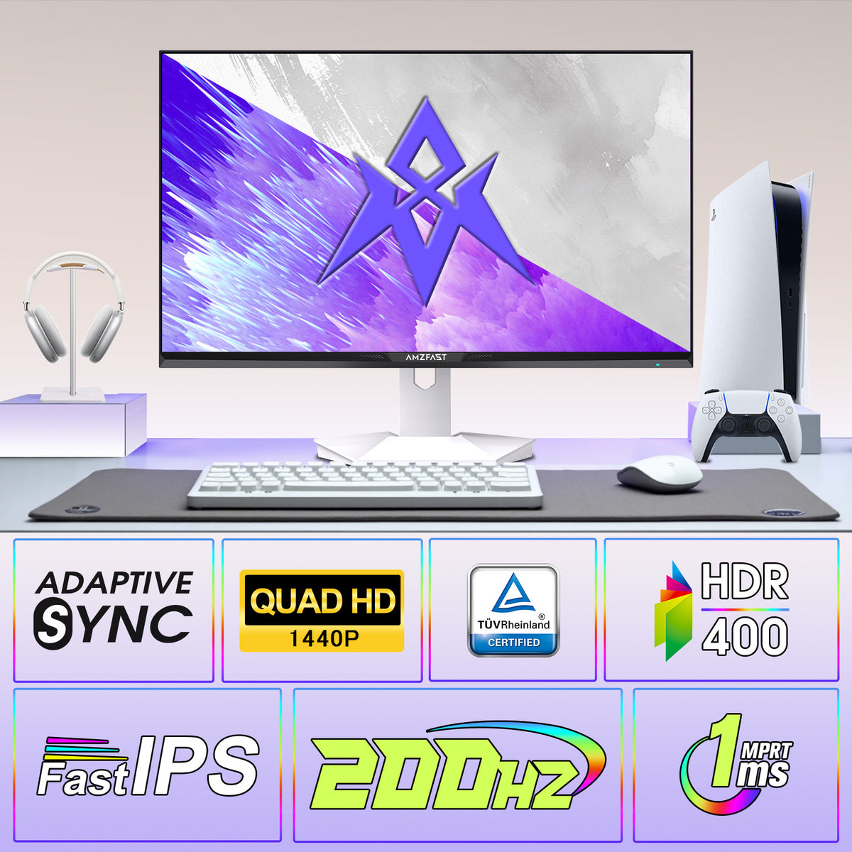 AMZG27F6Q, 27" Gaming Monitor QHD 2560x1440p 200Hz