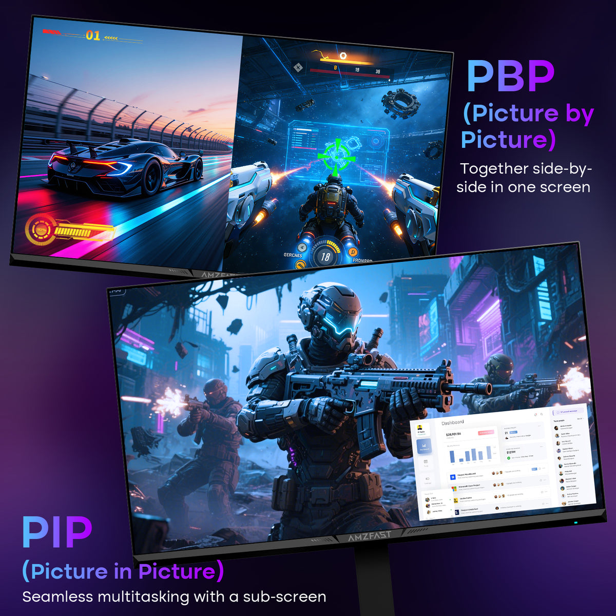 AMZG27F6U, 27" 4K Dual Mode Gaming Monitor UHD 160Hz or FHD 320Hz