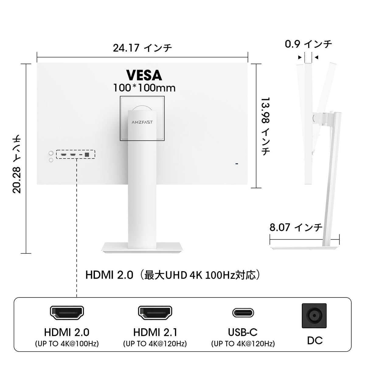 AMZG27A2U - 27インチ 120Hz USB-C 4K UHD (3840x2160) モニター