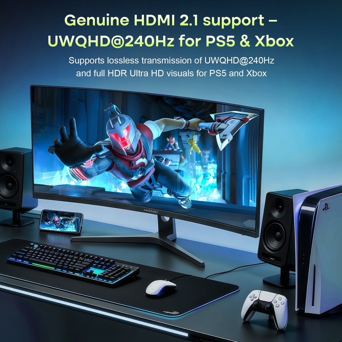 AMZG34C8 Pro, 34" Ultrawide Curved Gaming Monitor QHD 3440x1440p 240Hz