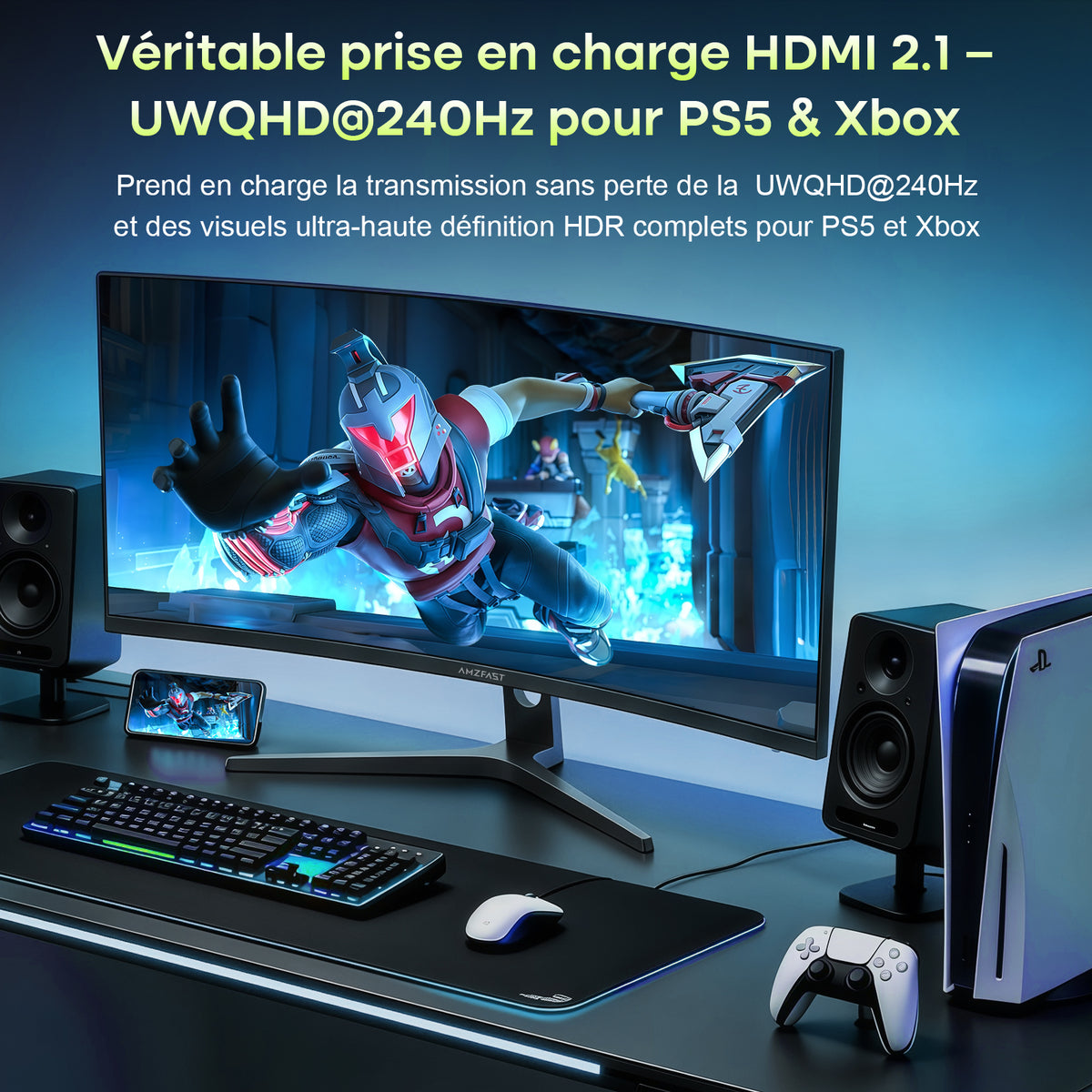 AMZG34C8 Pro, 34" Ultrawide Curved Gaming Monitor QHD 3440x1440p 240Hz