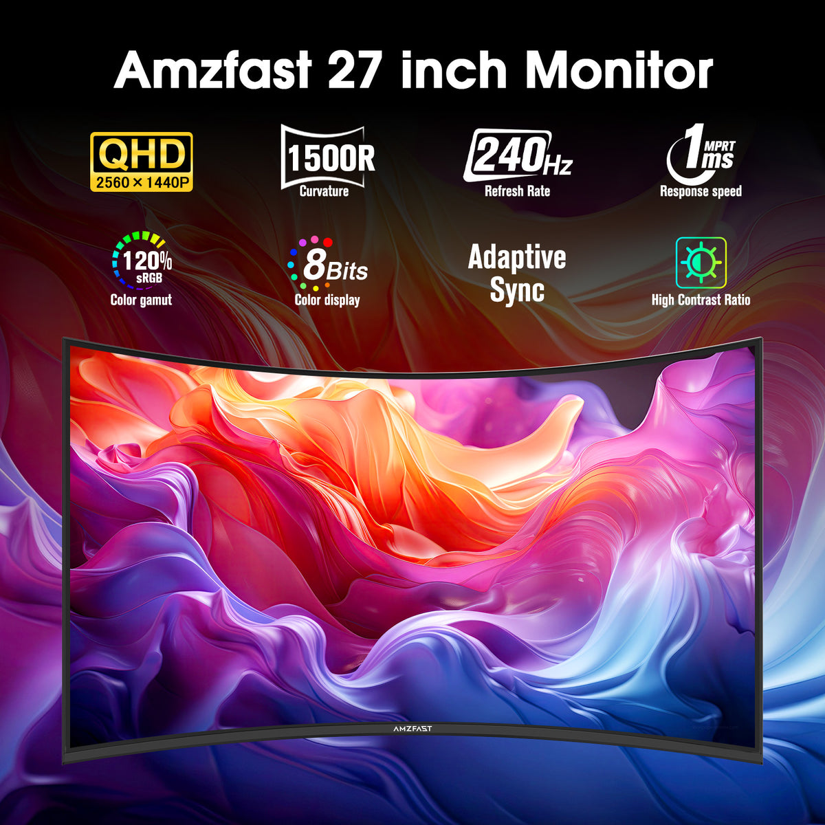 AMZG27C1QPro, 27" Curved Gaming Monitor 240Hz WQHD