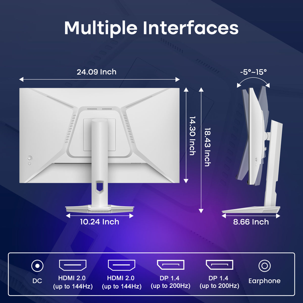 AMZG27F6Q, 27 Zoll Weißer Gaming Monitor 200Hz WQHD
