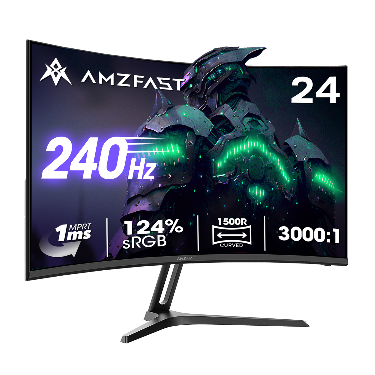 Amzfast AMZG24C1 Pro, 24" Écran PC Gamer Incurvé 240Hz FHD