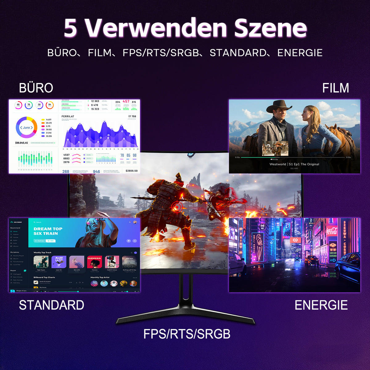 AMZG24C1 Pro, 24" Curved Gaming Monitor 240Hz FHD
