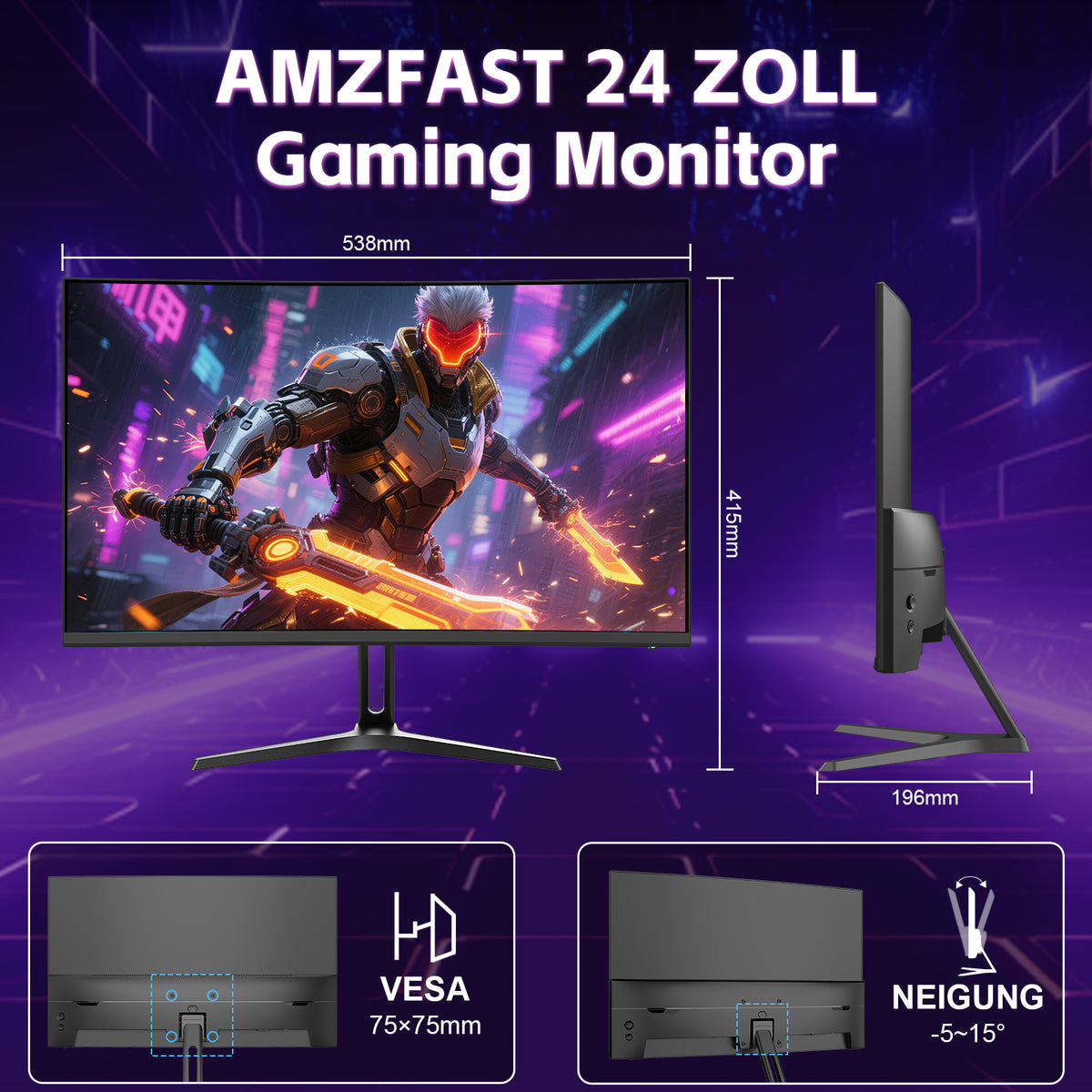 AMZG24C1 Pro, 24" Curved Gaming Monitor 240Hz FHD