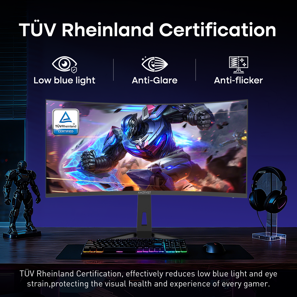 AMZG34C8 Pro, 34" Ultrawide Curved Gaming Monitor QHD 3440x1440p 240Hz