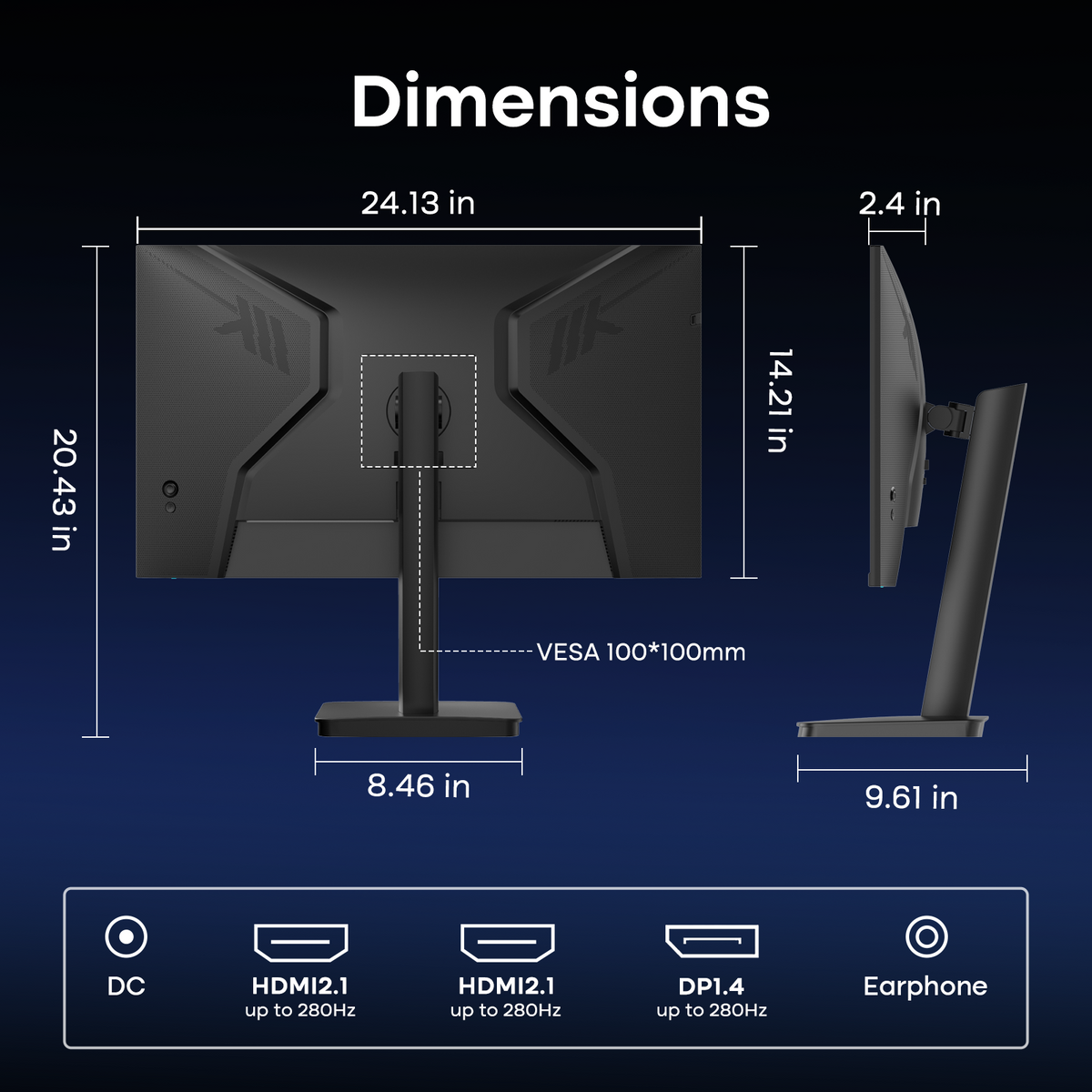 AMZG27F5Q Pro, 27" Gaming Monitor 280Hz WQHD 3440x1440p 280Hz