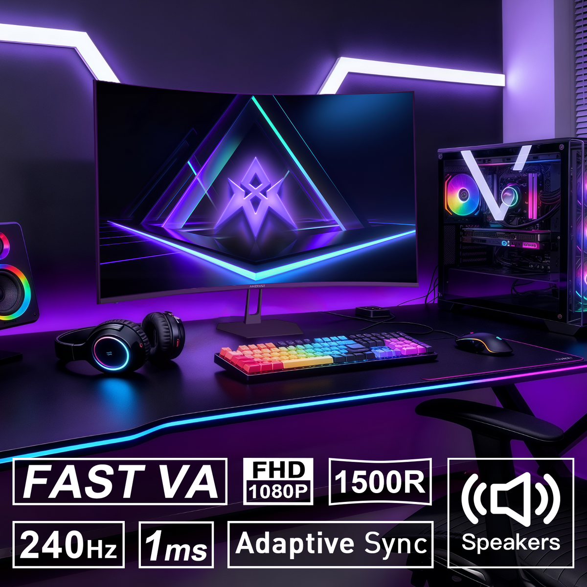 AMZG27C1 Pro, 27" Curved Gaming Monitor FHD 240Hz