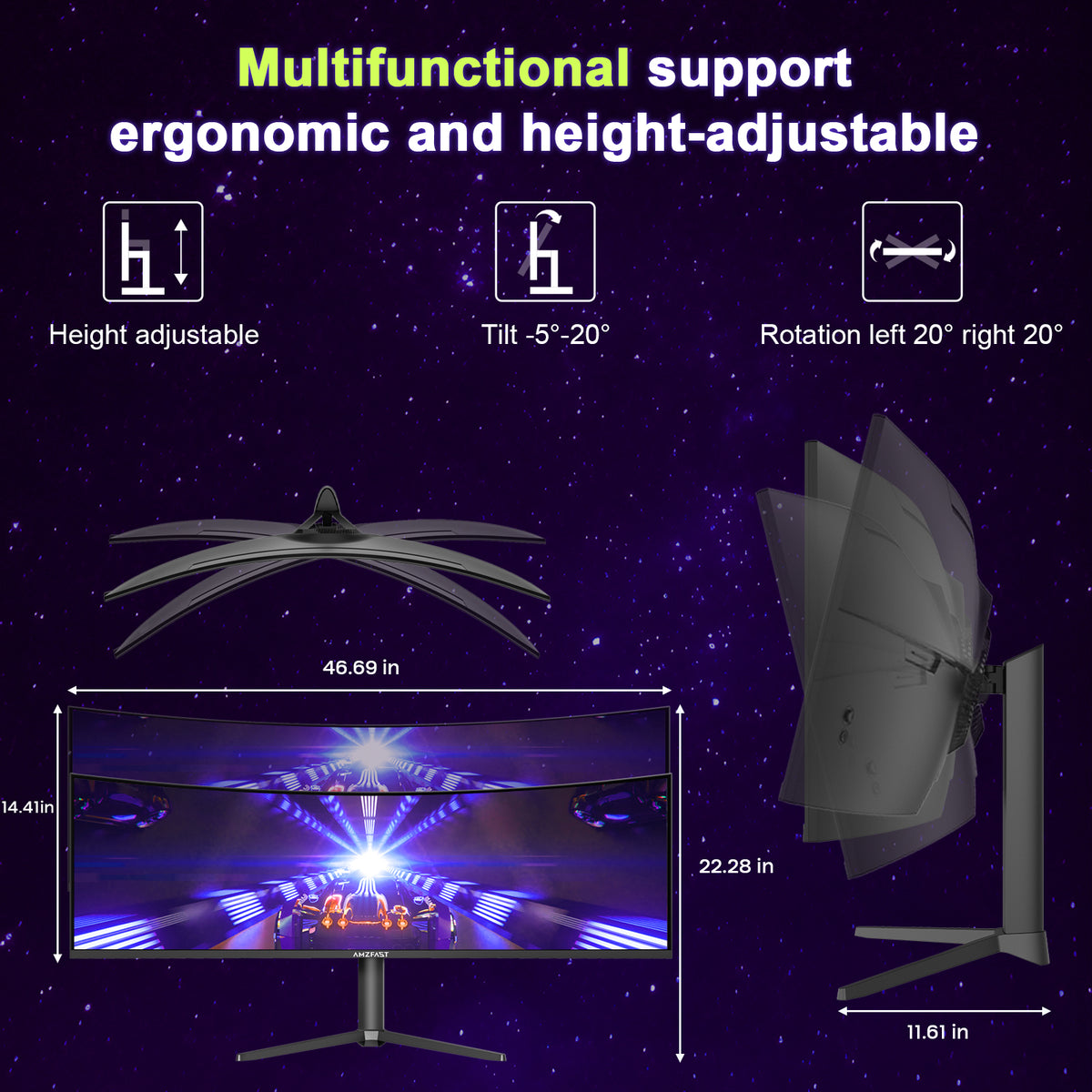 AMZG49C7U, 49" Super Ultrawide Curved Gaming Monitor DQHD 5120x1440 120Hz