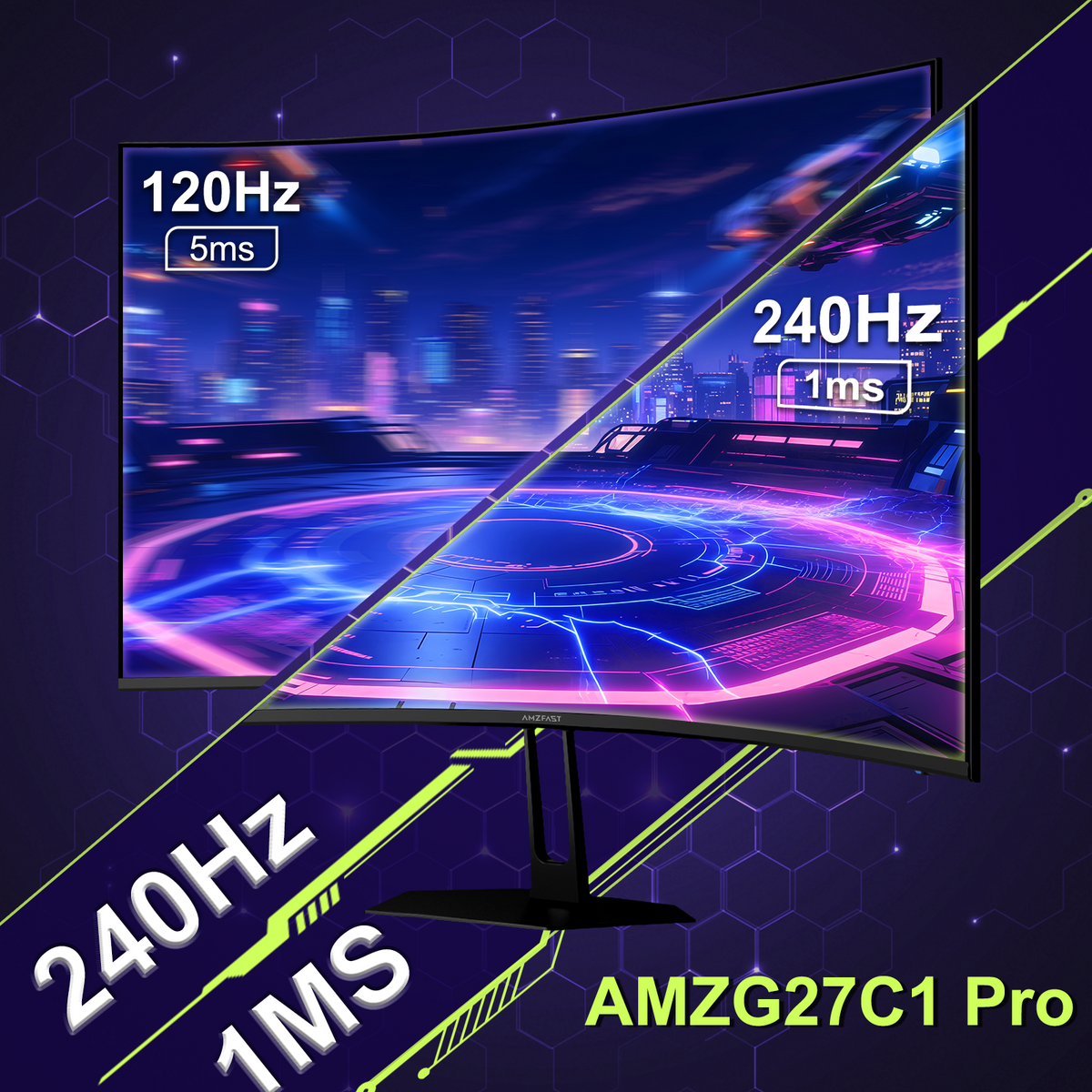 AMZG27C1 Pro, 27" Curved Gaming Monitor FHD 240Hz