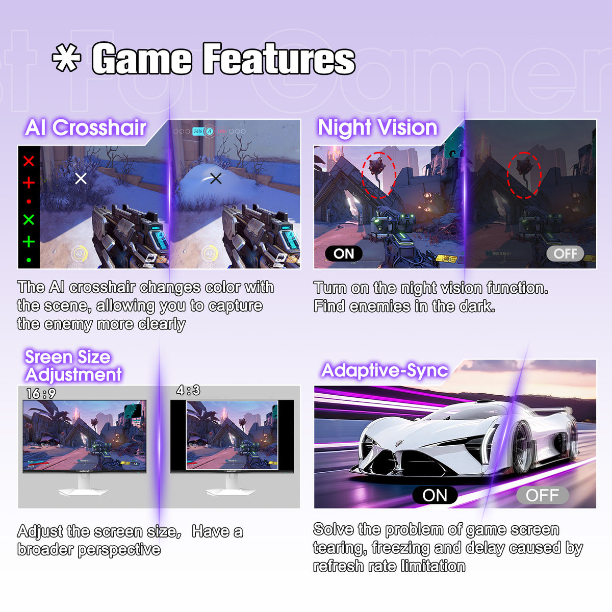 AMZG27F6Q, 27" Gaming Monitor QHD 2560x1440p 200Hz