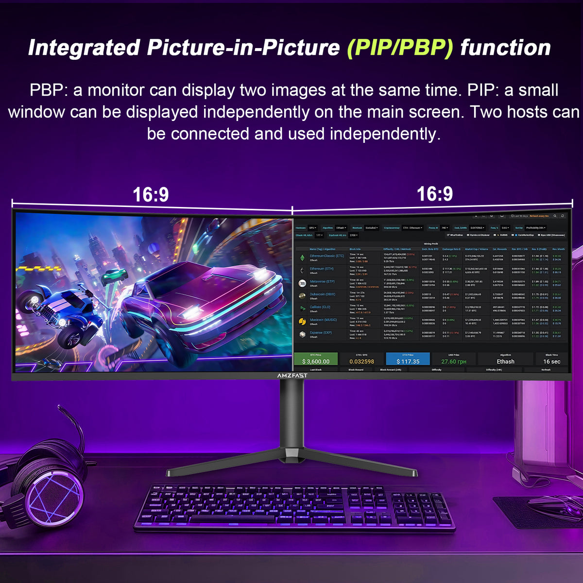 AMZG49C7U, 49 Zoll Super Ultrawide Curved Gaming Monitor 120Hz DQHD