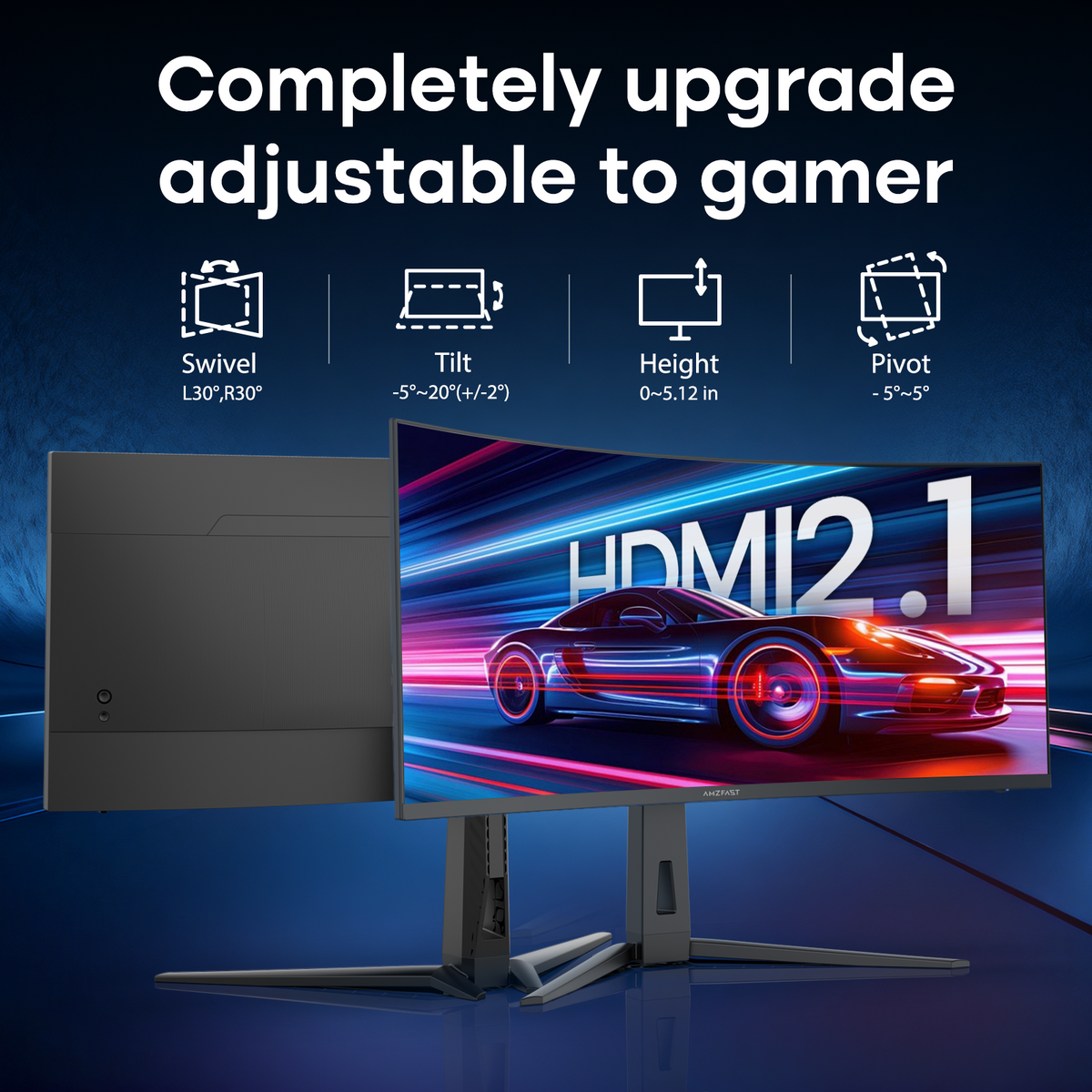 AMZG34C8 Pro, 34" Ultrawide Curved Gaming Monitor QHD 3440x1440p 240Hz