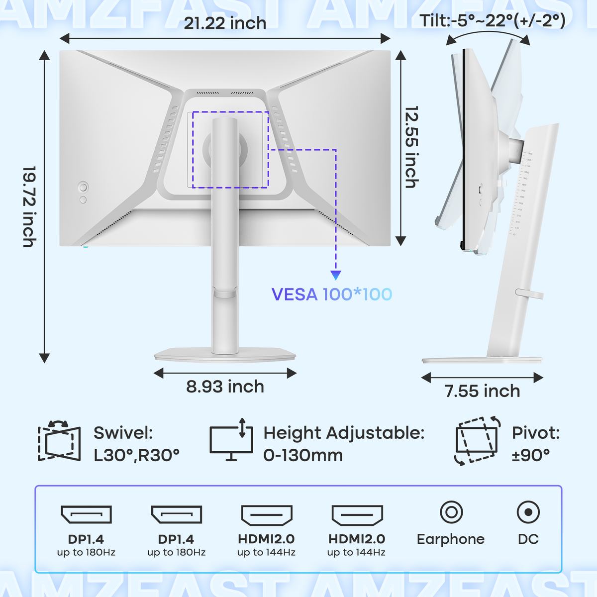 AMZG24F6Q, 24" Gaming Monitor QHD 2560x1440p 180Hz