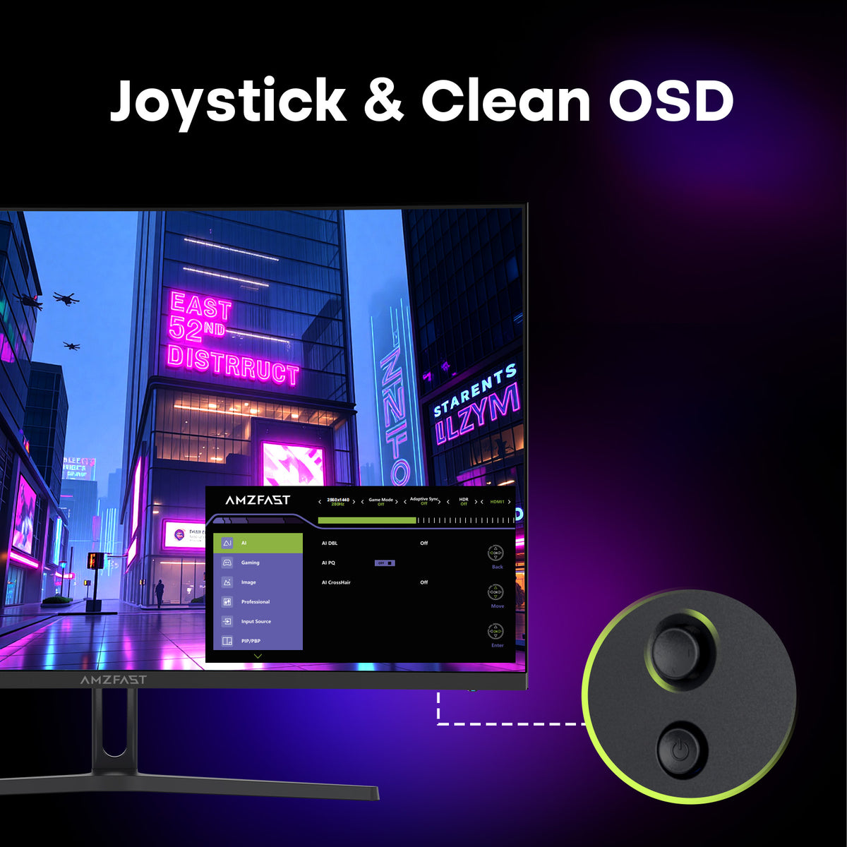 AMZG27C1Q Pro-280, 27" Curved Gaming Monitor QHD 2560x1440 280Hz