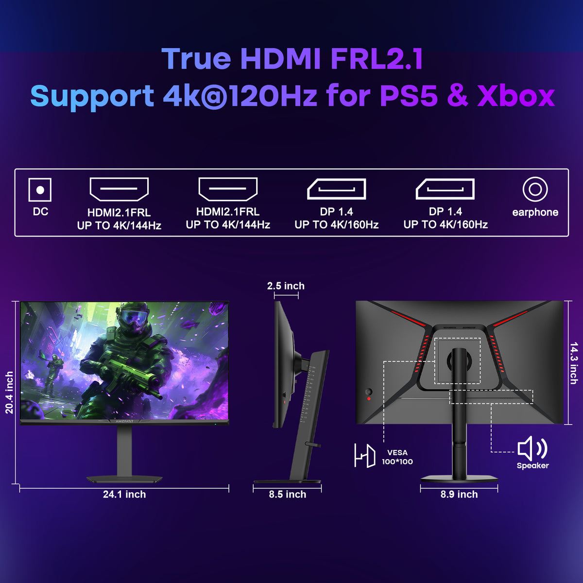 AMZG27F6U, 27" 4K Dual Mode Gaming Monitor UHD 160Hz or FHD 320Hz