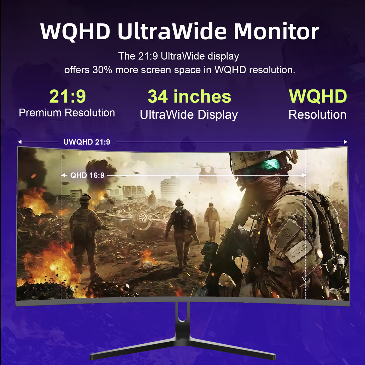 ‎AMZG34C5Q, 34 Zoll Ultrawide Curved Gaming Monitor 165Hz UWQHD