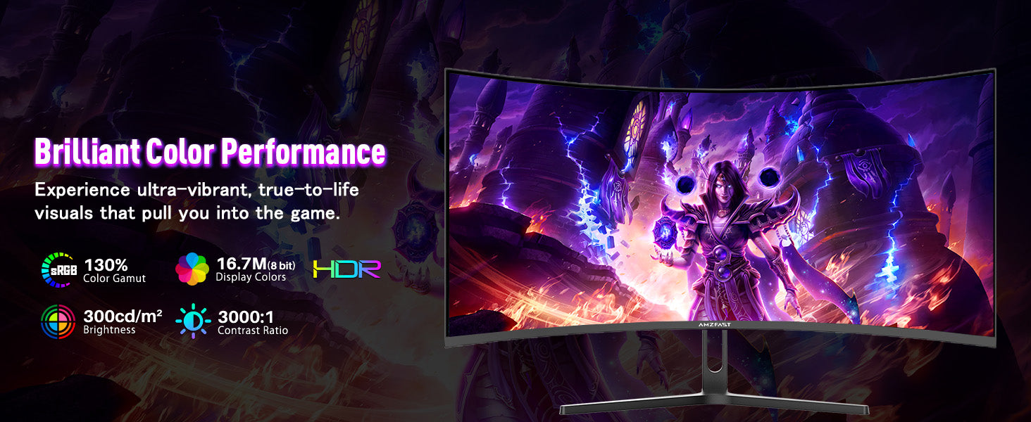 AMZFAST 34 inch Ultrawide Curved Gaming Monitor 240Hz UWQHD