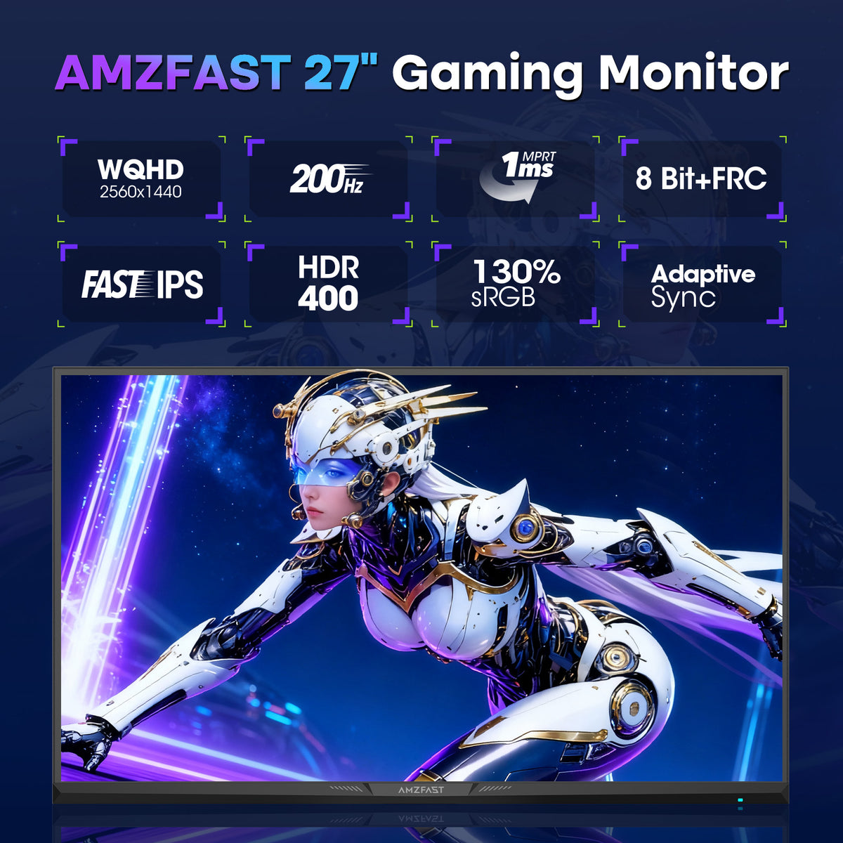 AMZG27F6Q, 27" White Gaming Monitor 200Hz WQHD