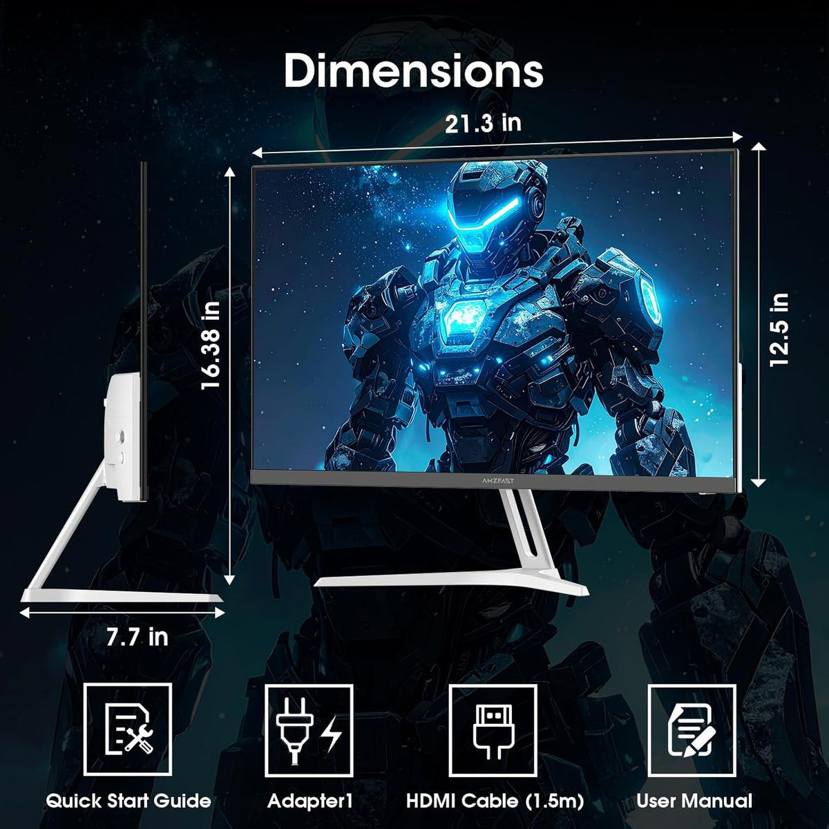 AMZG24X1W, 24" White Gaming Monitor 200Hz FHD