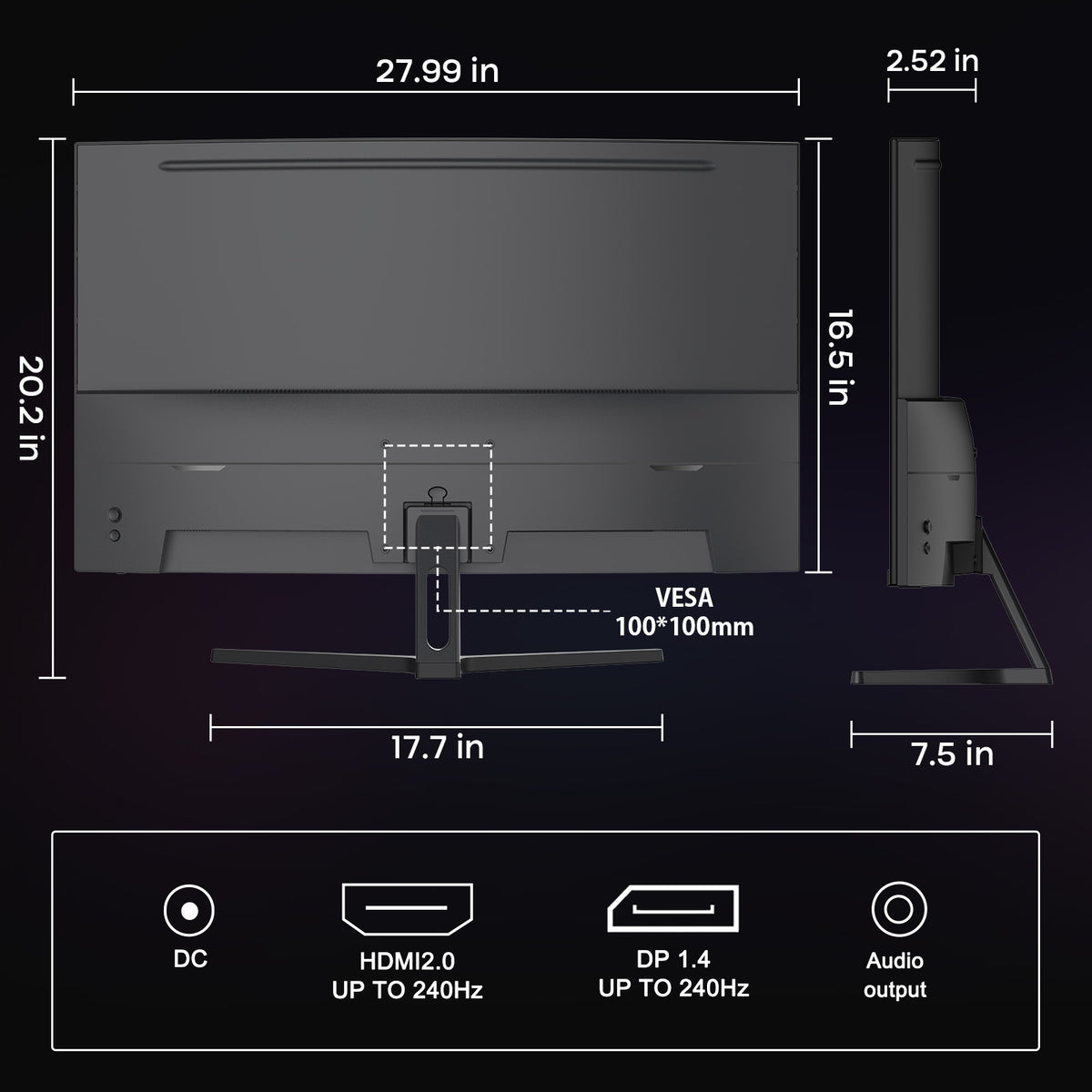 AMZG32C1F, 32" Curved Gaming Monitor 240Hz FHD