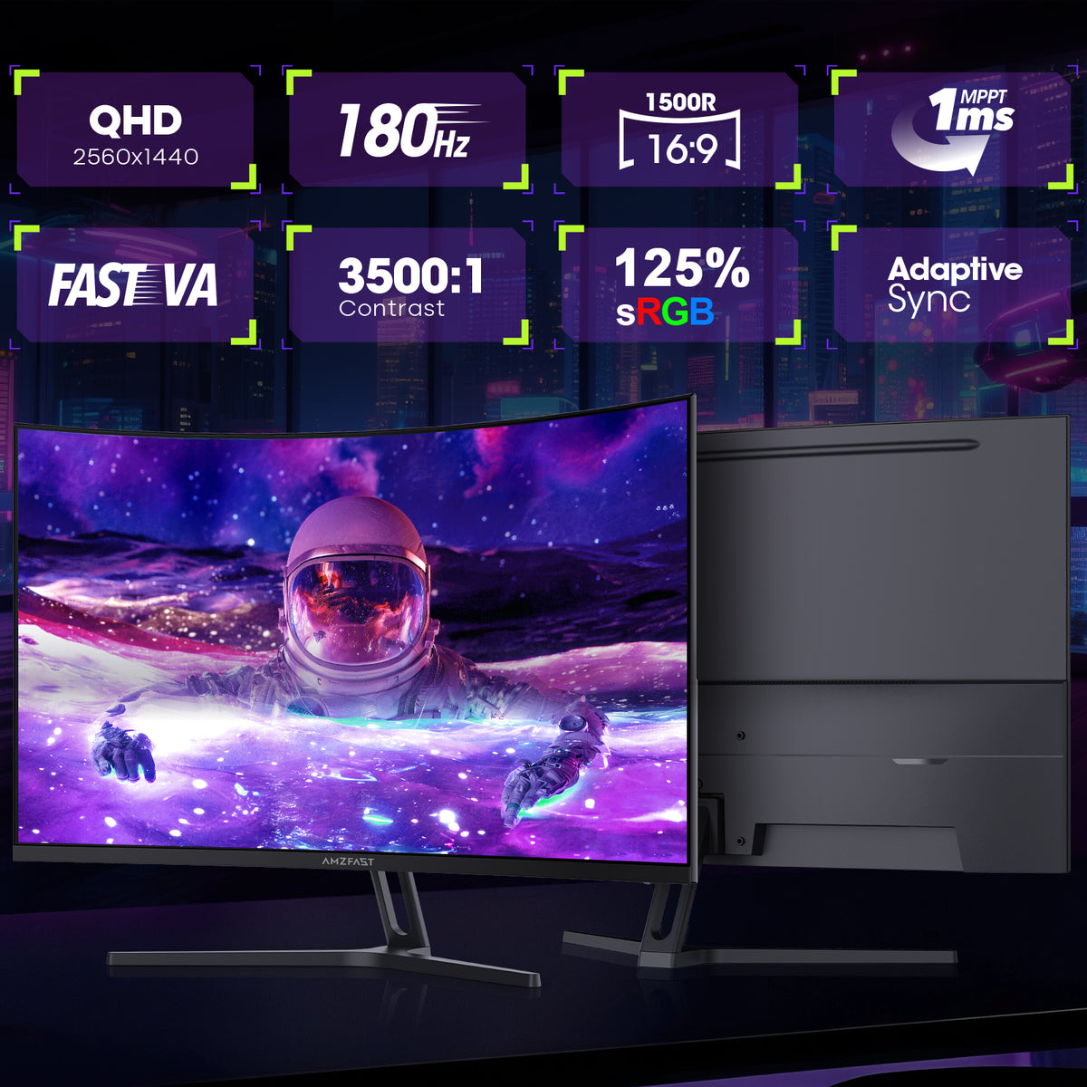 AMZG32C1Q, 32" Curved Gaming Monitor 180Hz QHD