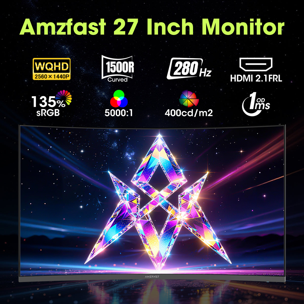 AMZG27C8Q Pro, 27" Curved Gaming Monitor WQHD 2560x1440 280Hz