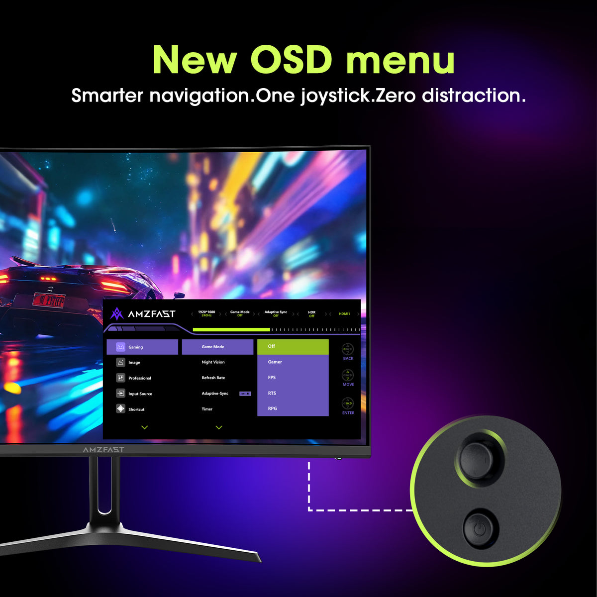 AMZG24C1 Pro, 24" Curved Gaming Monitor 240Hz FHD
